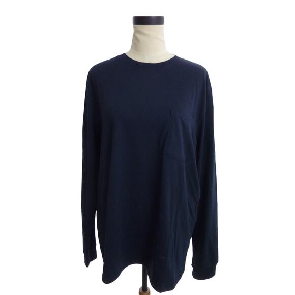NWT Everlane Navy Blue Long Sleeve Organic Cotton Pocket Tee XL - Picture 1 of 6